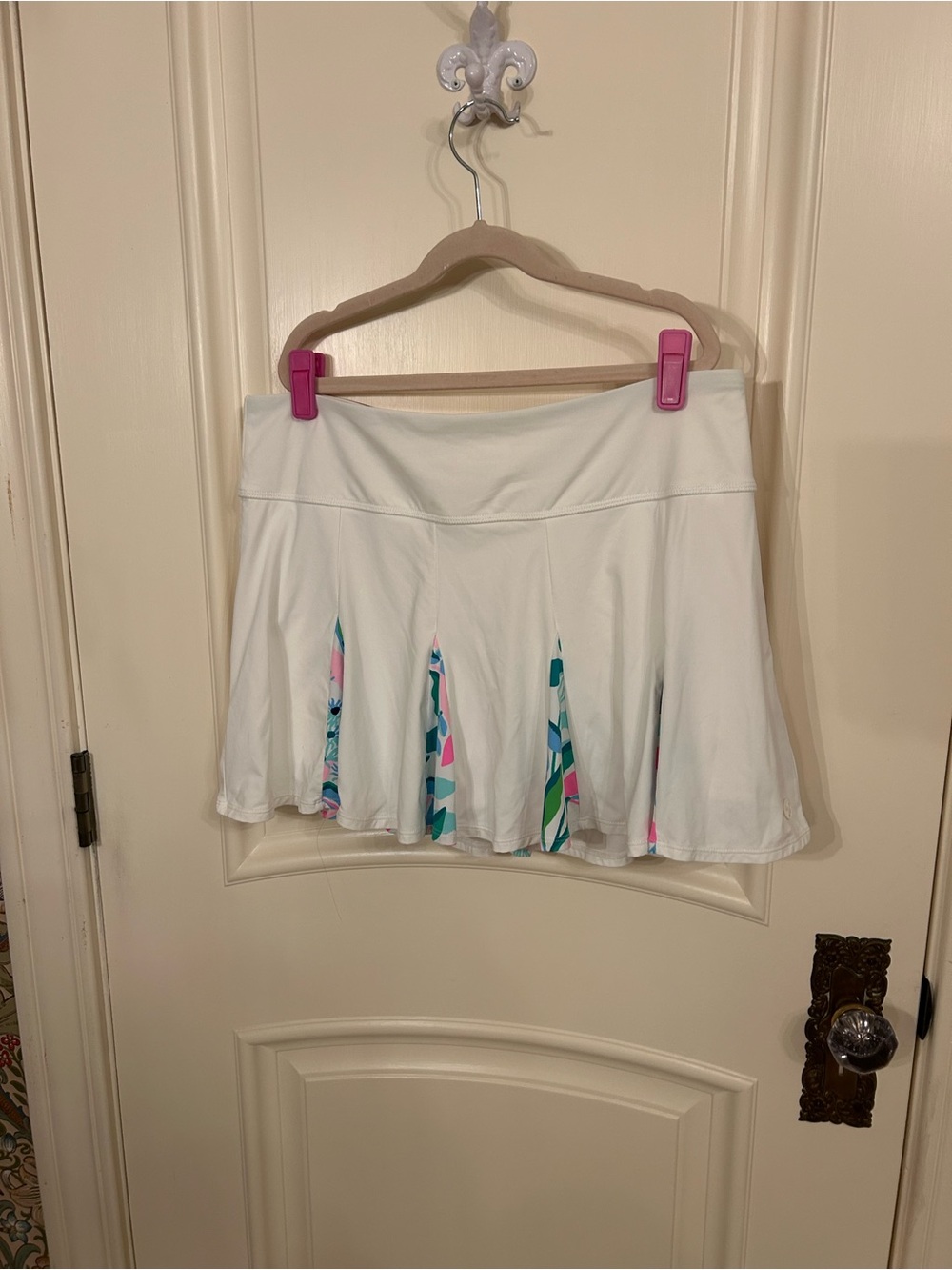 Lilly Pulitzer Luxletic White Skort with Teal & Pink Accents